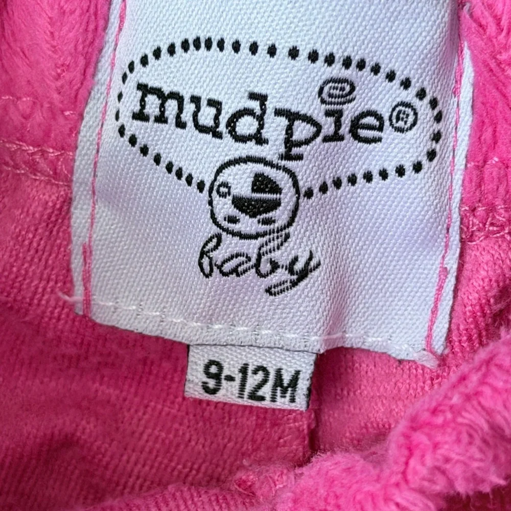 9-12 MTH Mud Pie Girls White Top & Hot Pink Ruffle Pants Holiday Pajama Set